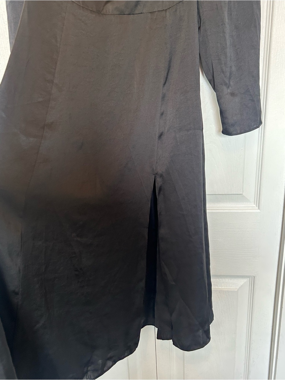 Wilfred Aritzia Bridgerton Satin Dress Size 4 Square Neck Midi Smock Back - Picture 7 of 9